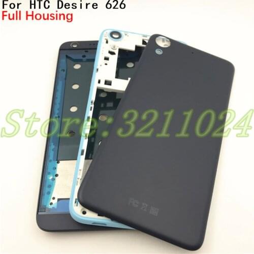 Full Housing New Back Battery Door Housing Cover Replacement For HTC Desire 626 D626S Front Frame Faceplate +Battery cover +Logo
