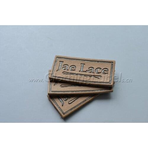 Custom brand genuine leather label, customized leather label, engraved logo