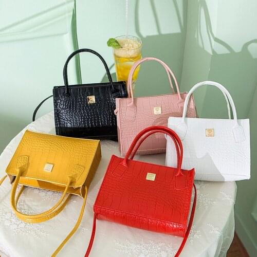 Simple Zipper Small Square Bag Pu Leather Womens Bag 2021 New Crocodile Pattern Shoulder Bag Fashion Trend Ladies Handbag