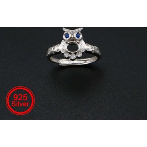 4x5MMOval Prong Ring Settings Blank Adjustable Owl Rose Gold Plated Solid 925 Sterling Silver DIY Pave Shank Bezel Tray 1222040