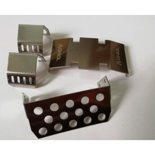 SCX10 1/10 RC Rock Crawler upgrade Stainless Steel Front Bumper Lower + Axle + Gearbox Mount Protection Skid Plate Set