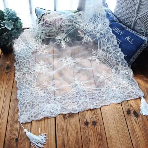 European Lace Mesh Embroidered Refrigerator Bedside Cabinet Air Conditioning Washing Machine TV Dust Drape Cover Gray Rag