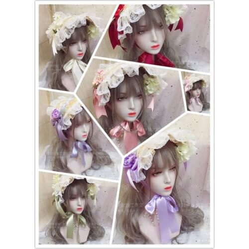 Gorgeous Elegant Princess Tea Party Lace Bow Flower Bonnet Bnt Hat Hat Mori Girl Summer Retro Lolita Straw Hat Flat 7Colors