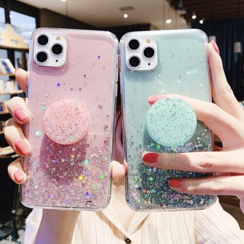 Silicone Glitter Anti-fall Airbag Phone Case for iPhone 11 12pro 12mini Soft Shell for iPhone 7 XR XS 7Plus Phone Cover Fashion