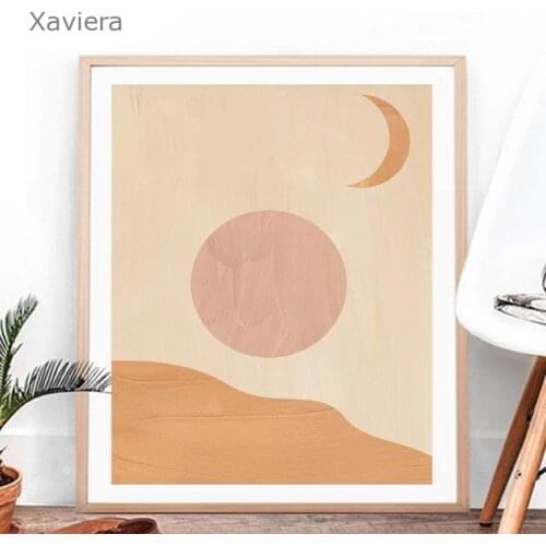 Nordic Modern Canvas Painting Minimalist Sun Moon Pink Wall Art Poster Home Decoration Living Room Abstract Picture Frameless
