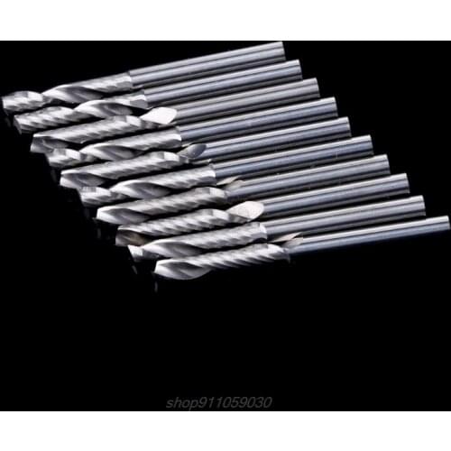 10 Pcs 1/8" Single Flute Carbide Spiral Flat Nose End Mill Router Bits 17mm CEL D21 20 Dropshipping