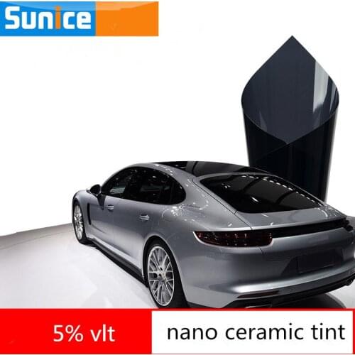 SUNICE VLT5% Deep Black Car Window Tint Home Bedroom Privacy Sun Shading Vinyl Nano Ceramic Self Adhesive Solar Tint Car Foils