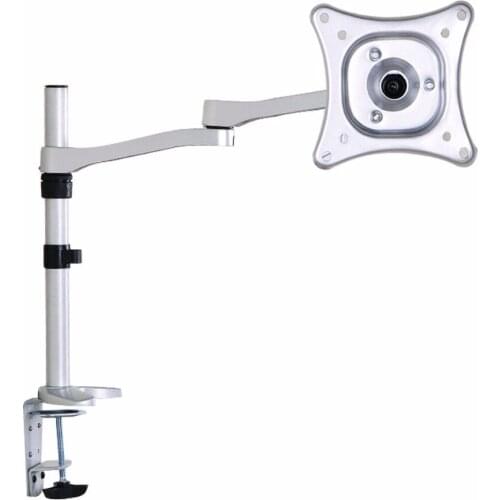 Suptek Single Adjustable LCD LED Monitor Desk Mount Stand for 1 Screen up to 27'' Silver MD1021S