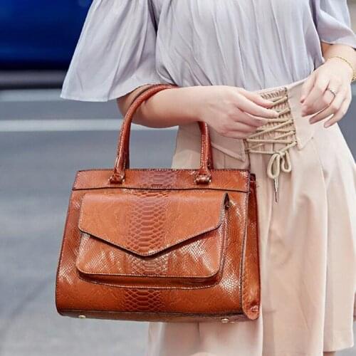 2019 High Quality Casual Vintage Women Snakeskin PU Leather Handbag Large Capacity Ladies Crossbody Shoulder Bag Pusrse Bolsos