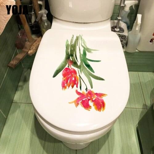 YOJA 15.9X22.4CM Bright Watercolor Wall Stickers Mural Classical Bathroom Toilet Seat Decor T1-1739