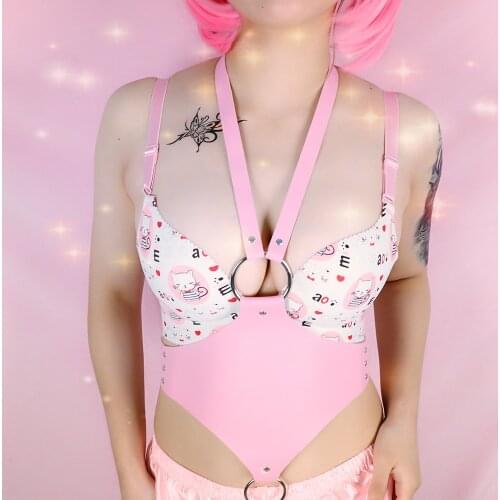 Fashion Waist Belt Pink PU Leather Metal Buckle Harness for Women Gothic Suspender Wide Band Decorative Coat Dress Waistband New