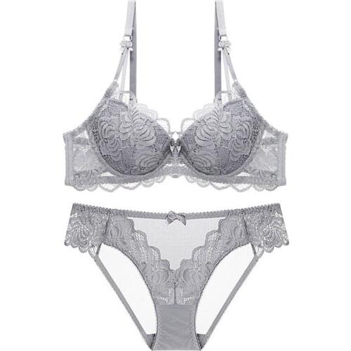 Womens sexy lace and thin cotton gather and receive breast milk plus size bra adjustable comfortable breathable underwear set