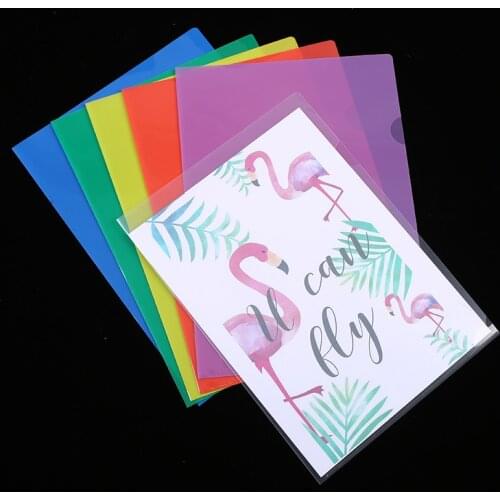 1Pcs New L-shape A4 Clear Colorful Document Bag Paper File Folder Stationery Holder School Office Case Waterproof PP 6 Colors