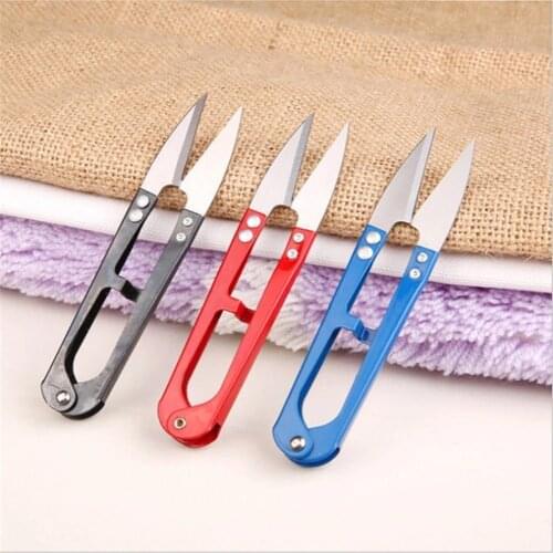 1pcs/wholesale High quality high carbon steel Shear Fish line scissors 15g/10.5cm U-shaped fishing line scissors sewing wholesa