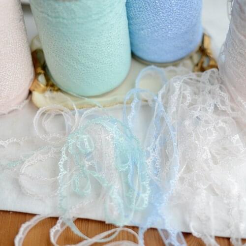 1cm Wide Smooth Polyester Small Size Lace Trim Underwear Lace Pink/Blue/Mint Green Lace Accessory 15meters/lot X487