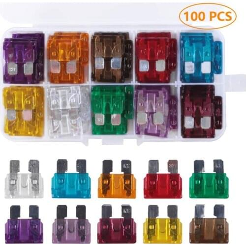 100pcs Assorted Auto Car Truck Standard Blade Fuse Set ATC/APR/ATO + ATM Mini Automotive Replacement Fuse Assortment Kit