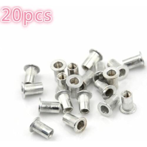 20Pcs M3 M4 M5 M6 M8 M10 Aluminum Alloy Rivnut Flat Head Threaded Rivet Insert Nutsert Cap Rivet Nut