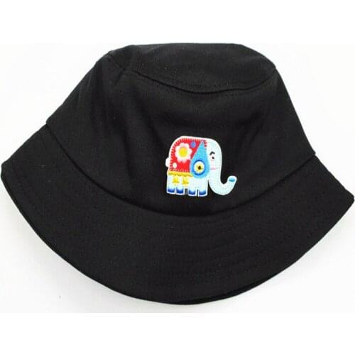 2021 Cartoon Elephant Embroidery Cotton Bucket Hat Fisherman Hat Outdoor Travel Hat Sun Cap Hats for Men and Women 391
