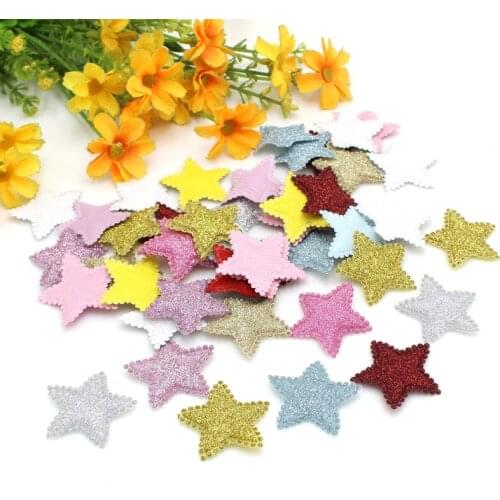 50PCS Mixed Sparkling Padded Heart Stars Butterfly Appliques DIY Apparel Accessories Wedding Scrapbooking DIY Card Accessories