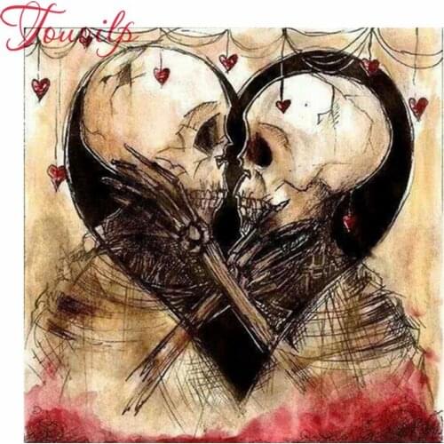 5D DIY diamond embroidery skull love kiss Pictures Decorative,full diamond painting Cross Stitch Rhinestone mosaic home decor