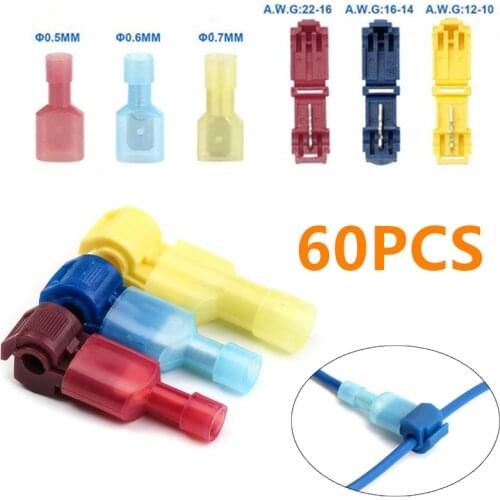 60PCS Quick Electrical Cable Connectors Snap Splice Lock Wire Terminal Crimp Wire Connector Waterproof Electric Connector