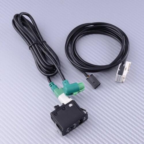 Car Black USB Aux Switch Socket Harness Cable Adapter Set Fit for Mini Cooper R50 R52 R53 2001 2002 2003 2004 2005 2006
