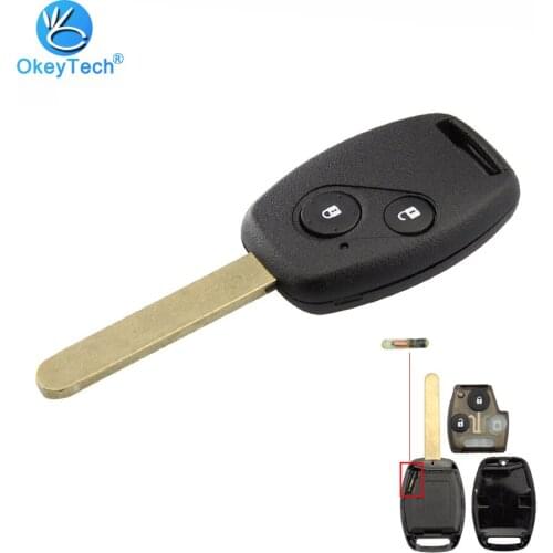 OkeyTech Ignition Auto Car Key Fob 2 Button 433MHz ID46 Glass Chip Uncut Blade Remote Key for Honda CRV Accord 2008-2012 Model