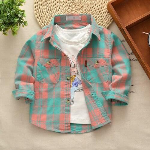 2018 Spring Autumn Long Sleeve Boys Blouses Breathable Cotton Kids Children Shirts Kids Shirts Boys Coat Plaid Clothing