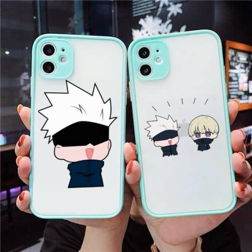 Jujutsu Kaisen Satoru Gojo anime Phone Case For iPhone 12 11 Mini Pro XR XS Max 7 8 Plus X Matte transparent blue Cover