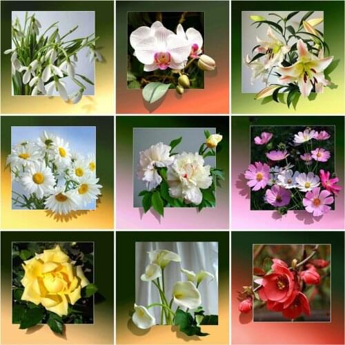 HUACAN Full Square/Round Diamond Painting Flower Daisy Embroidery Poppy Cross Stitch Rhinestones Picture Gift