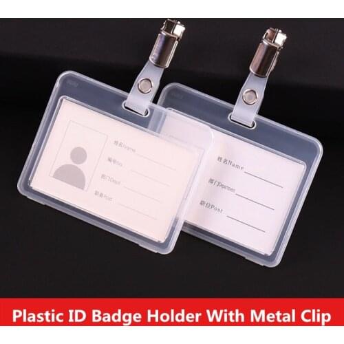 ID Card Holder Badge With Clip Security Photo Identity Pass Badge Holder School Office Employee Student Name ID Card Cover