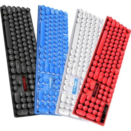 Backlit Gaming Keyboard Steampunk Retro Round/Square Keycap USB Wired Glowing Metal Panel Laptop Computer Keyboard