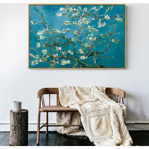 Impressionist Apricot Blossom by Van Gogh Canvas Oil Painting Wall Art Famous Artist Print Poster Picture for Living Room Decor
