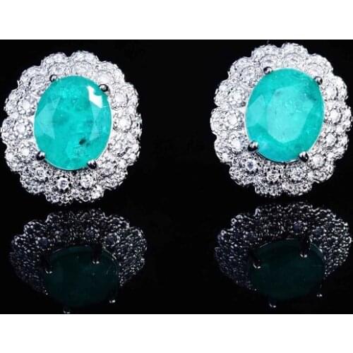 Exquisite Flower Jewelry Inlay Oval Paraiba Cubic zirconia Fashion Charm Adjustable Rings For Women Wedding Anniversary Gif