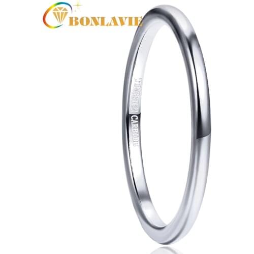 2mm Wide Steel Color Polished Tungsten Carbide Ring Unisex Men Women Thin Wedding Bang Rings High Quality Anniversary Ring