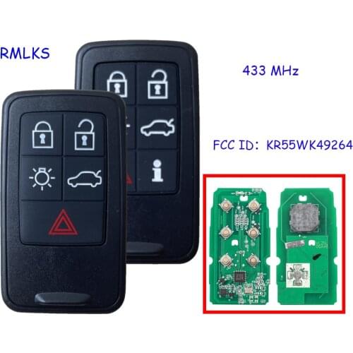 KR55WK49266 Smart Car Key for Volvo XC60 XC90 S90 S60 2009-2014 Y Car Remote Key 433mhz 5 6 Buttons For Volvo Key