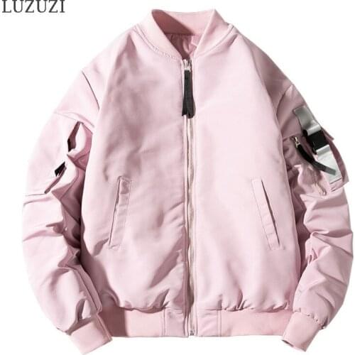 LUZUZI Couples Bomber Jacket Oversize Style Thick Warm Jacket Women Tops Chaqueta Mujer Coats Women Winter 2020 Pink Casaco