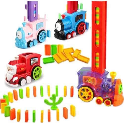 2021 Dominos Car Electric Model Juguetes Vehicle Educational Home Toys Blocks Train Domino Game for Children Boy Girl