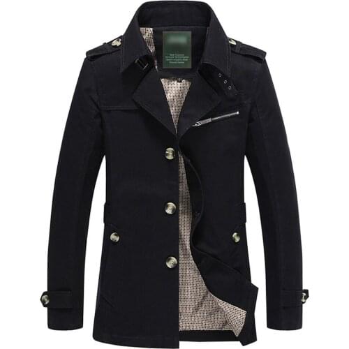 Smart Casual Business Trench Coat Single Breasted Thin Turn-down Collar Jacket Men Light Weight Slim Punk Jacket Winter Coat Men