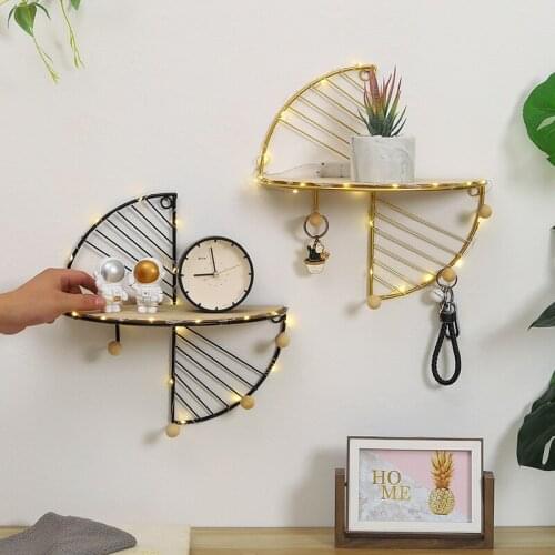 Nordic Ins Wrought Iron Wall Hanging Rack Creative Living Room Bedroom Decorative Wall Storage Rack