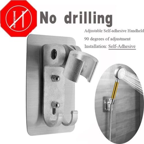No drill Wall Gel Mounted Shower Head Stand Bracket Holder Hand Held Bathroom Shower Head Fitting Portable Bathroom Accessories
