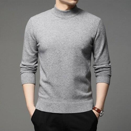 New autumn/Winter 2020 mens turtleneck sweater fashion solid color thickened warm bottom shirt mens clothes
