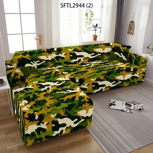 New Camouflage Style Adjustable Sofa Cover Duvet Covers Sofa Cushions Splicing Pattern Cheslong Sofa Covers Home Bed Cover 240