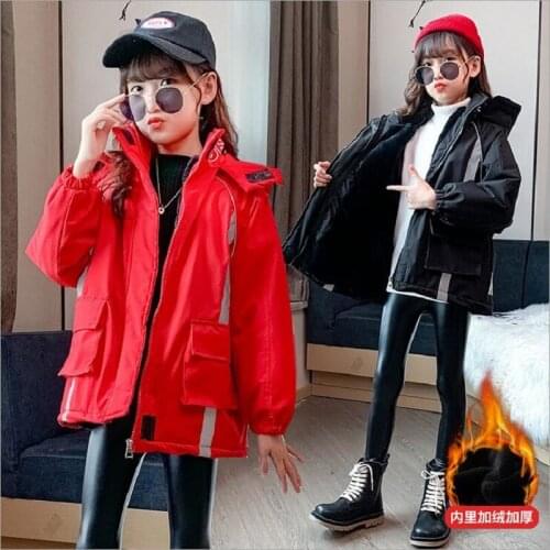 Girls Clothes Mid-length Padded Jacket For Childrens Outwear Autumn and Winter Thicken Hooded Warm Jacket For Girls 4-13 Years