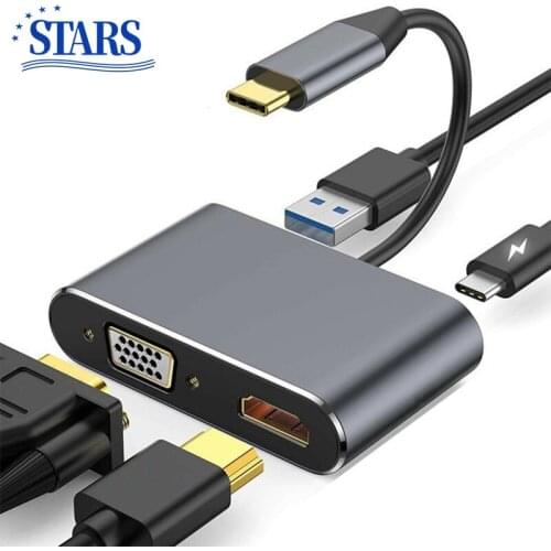 Type-C To HD/M-compatible 4K VGA USB C 3.0 Hub Adapter For MacBook Nintendo Samsung S9 Dex Huawei P20 Xioami 10 TV