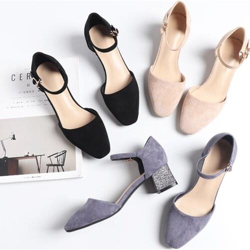 Women Sandals Female Shoes Woman Summer Flock Hollow 4.5CM Thick heel Comfortable Sandals Ladies Slip-on Sandals Women Sandalias