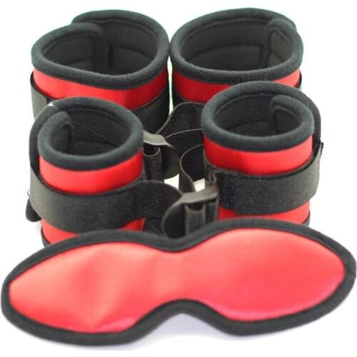 Satin Sex Restraints kit Super Soft Wrist Cuffs and Ankle Cuffs and Blindfold Kit Satin Sexy Restraints Handcuffs Sex Toys