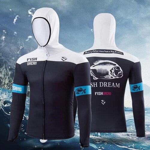 New Contrast color Outdoor sports fishing clothes breathable quick dry Anti UV Anti mosquit long sleeve hooded fishing Shirts