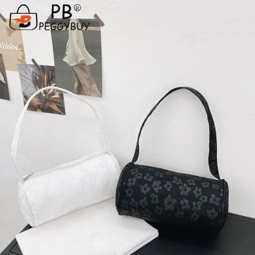 2021 New Fashion Color Pleated Tote Bag Women Flower Printed Solid Color Shoulder Bag Casual Small Underarm Bags