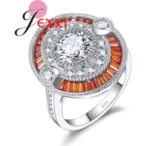 Vintage 2 Colors Cubic Zirconia Oval Finger Rings 925 sterling-silver-jewelry for Women Girls Birthday Gift